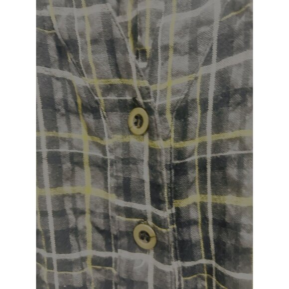 Torrid Plaid Button Front Dress Size 18 Black Yellow Lace Ruffle Smocked Waist - Picture 11 of 15